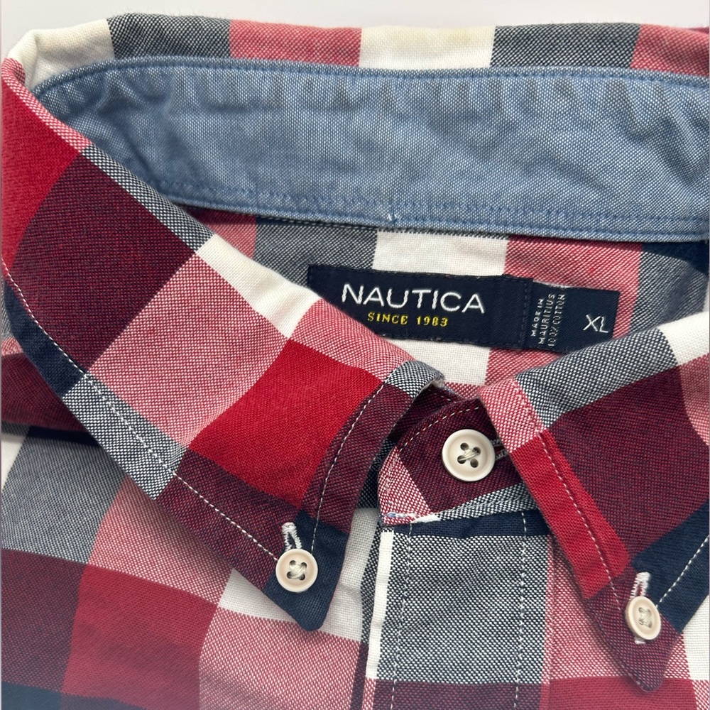Náutica Men’s Casual Button-Down Plaid Shirt Fall  Checkered Size XL